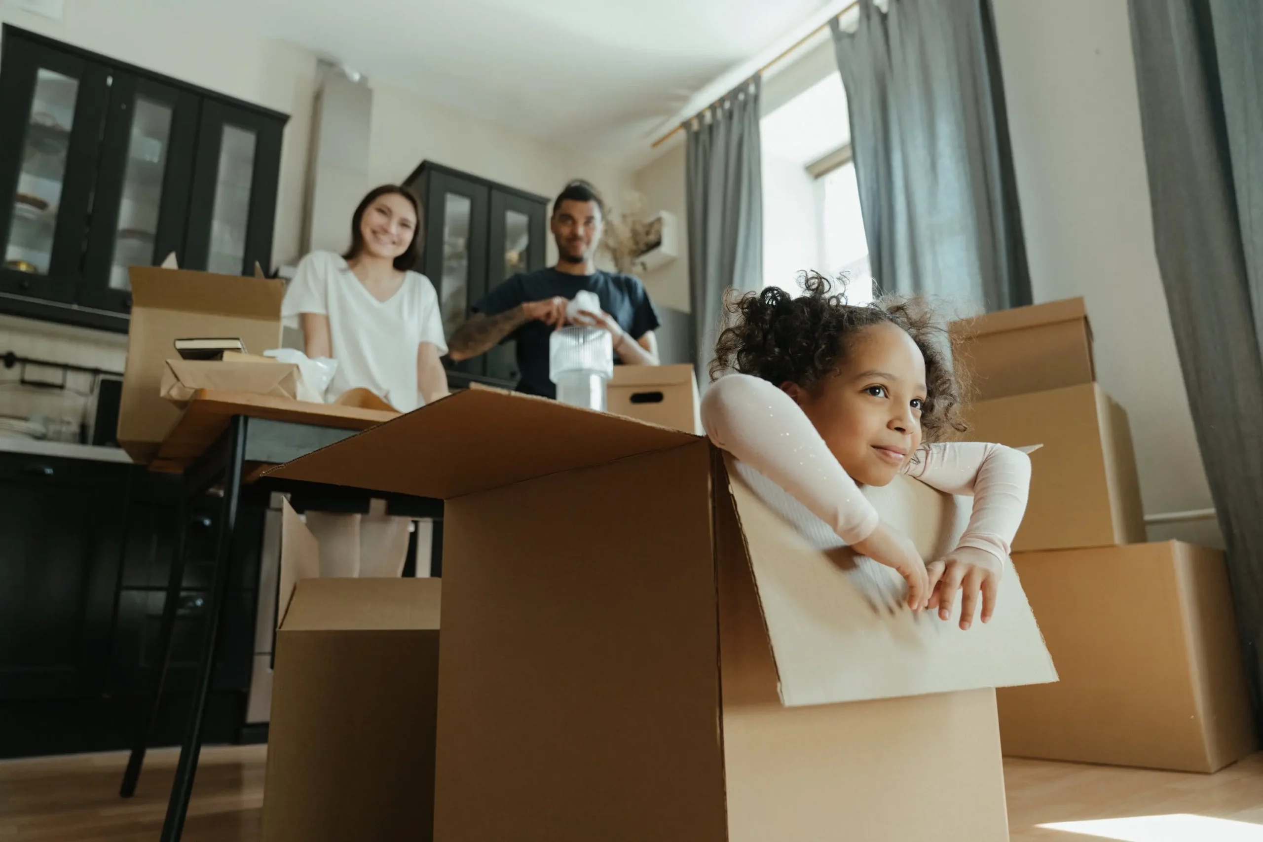 family in a new home